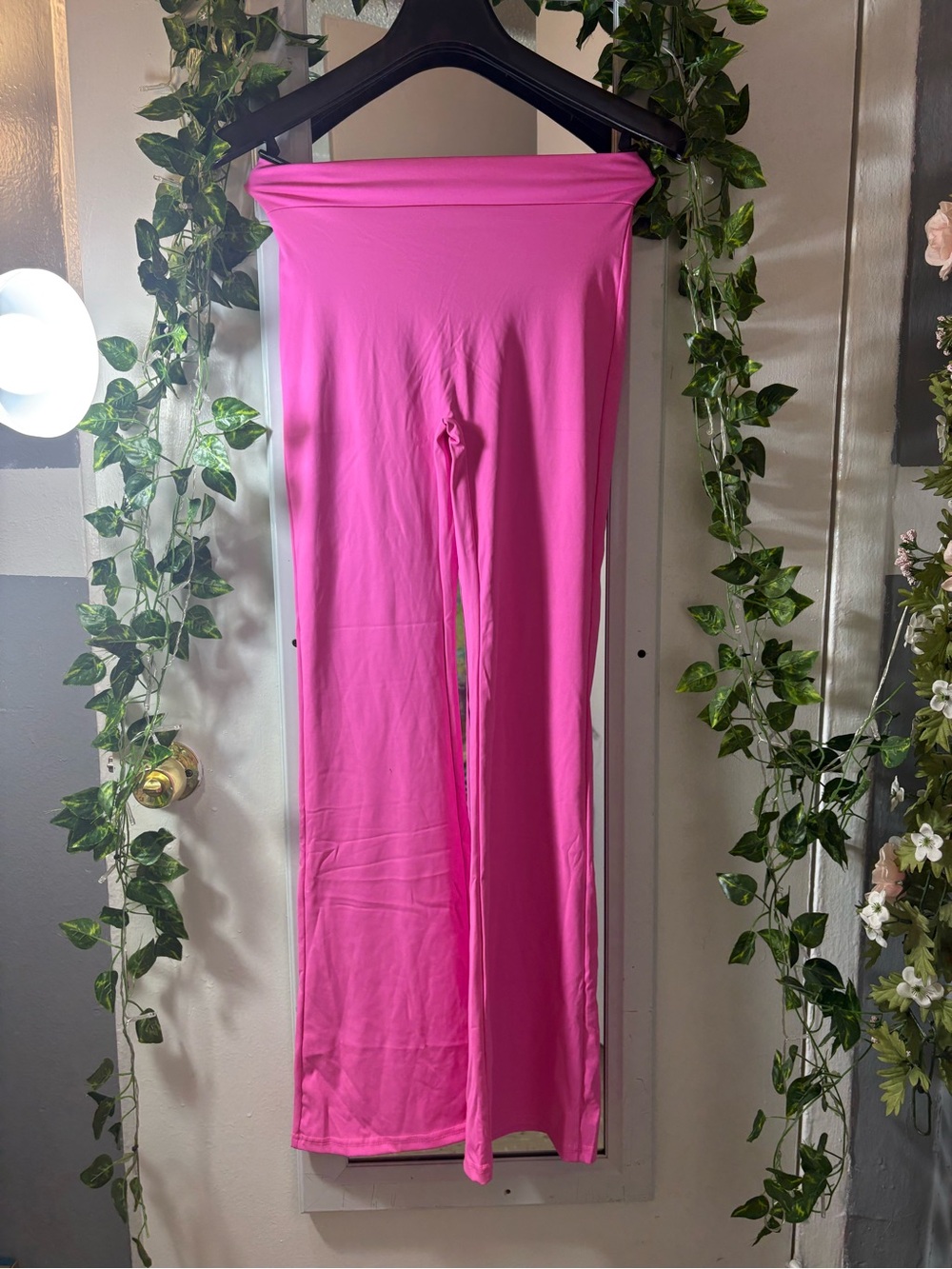 Wide Leg Pull-On Pants - Hot Pink